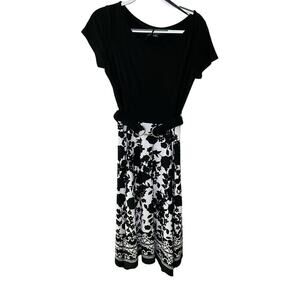 Perceptions New York A-Line Midi Dress Women's SZ 10 Multicolor Floral Pleated